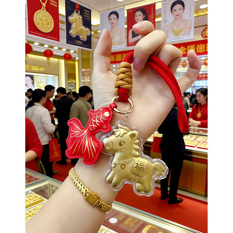 New Year of the Horse Water Shell Gold Bag Charm with Gold Coins for Good Luck and Prosperity, Lucky Carp Bag Pendant with the Character for Fortune New Year of the Horse Water Shell Gold Bag Charm with Gold Coins for Good Luck and Prosperity, Lucky Carp Bag Pendant with the Character for Fortune