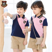 Kindergarten garden clothes Summer clothes Short-sleeved British College style childrens school uniform Sports suit Primary and secondary school class clothes Summer