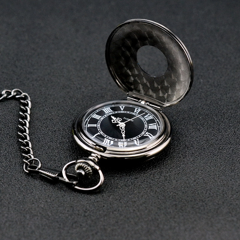fashion pocket watch retro flip classic roman word men and women