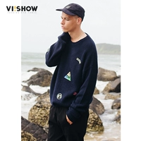 VIISHOW2018 mùa thu mới áo khoác cổ tròn áo len giản dị đôi nam áo len nam áo len thủy triều đồ đôi nam nữ