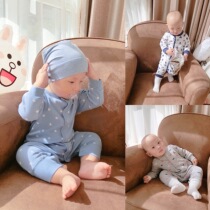 Baby one-piece cotton mens and womens baby long-sleeved climbing clothes spring and autumn and winter bottoming shirts air-conditioned room home clothes