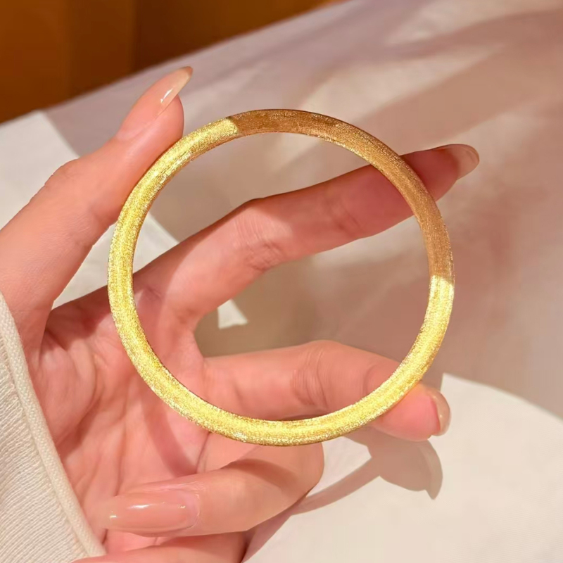 Gold Store Same Style Ancient Gold Silk Brushed Plain Ring Bracelet for Women, Light Luxury Imitation Gold Solid Frosted Bangle Bracelet Gold Store Same Style Ancient Gold Silk Brushed Plain Ring Bracelet for Women, Light Luxury Imitation Gold Solid Frosted Bangle Bracelet