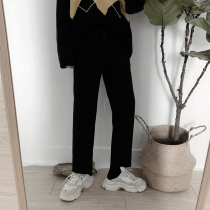 Mr. Short self-made winter small straight Korean version of dark hairy thick casual pants mens hundred