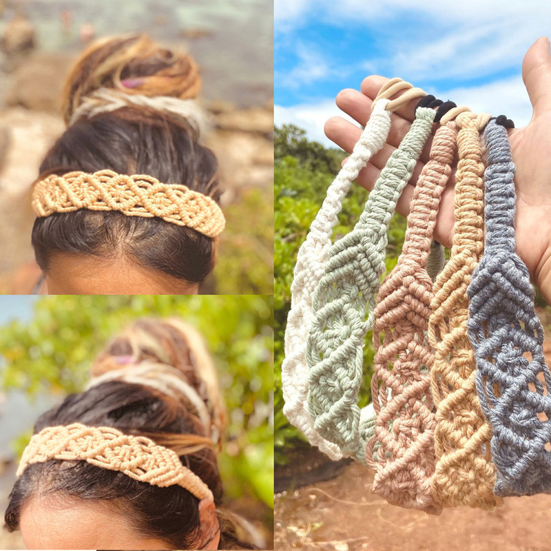 Internet Celebrity ins New Style Hand-Woven Cotton Rope Headband to Cover Gray Hair, Suitable for Sports, Fitness, Yoga, Bohemian Style, and Beach Internet Celebrity ins New Style Hand-Woven Cotton Rope Headband to Cover Gray Hair, Suitable for Sports, Fitness, Yoga, Bohemian Style, and Beach