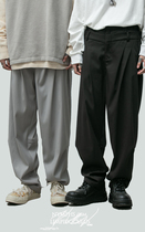 LIMPIDOCULUS (LIMS) 20AW black gray set-knit double waist double pleated wide-hanging loose trousers