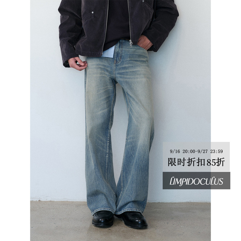 Limpidoculus Japan Okayama C*Line Original Pure Indigo Rope-Dyed Cracked Straight-Leg Jeans