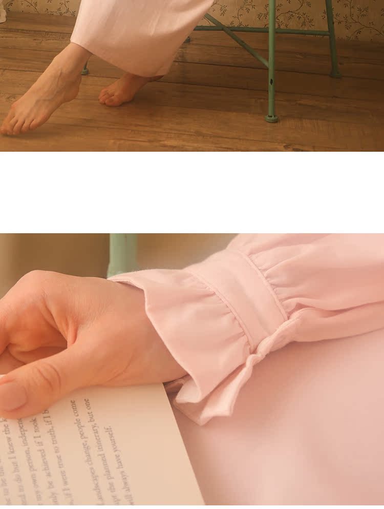 RoseTree Palace Pyjama Phụ nữ mùa thu dài tay áo ren dài Nightgirl Retro Công chúa dễ thương mặc nhà Modal váy mặc ở nhà