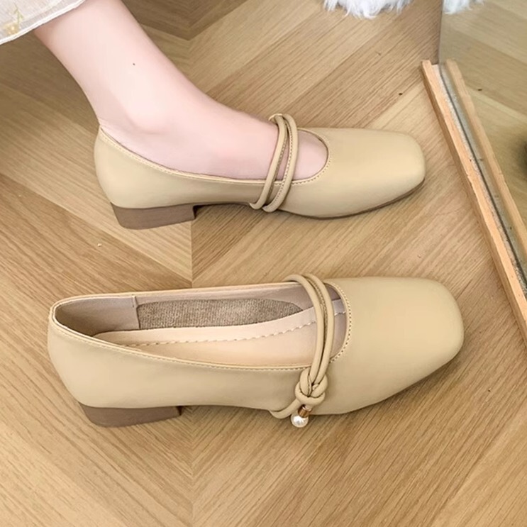 Mary Jane Fairy-Style Shoes with Skirt, Small Leather Single Shoes for Women, 2025 New Spring and Autumn Evening Style, Gentle Flat-Soled Granny Shoes