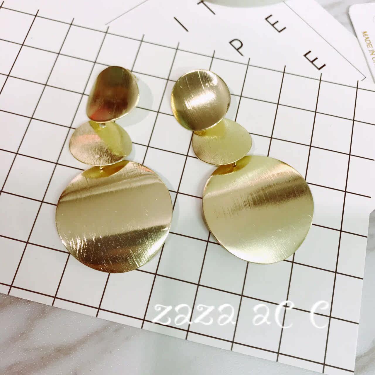 Zaza Acc 不规则磨砂质感金属圆片大牌夸张耳环 狂欢促销 不规则 耳环 质感 大牌 夸张途虎网