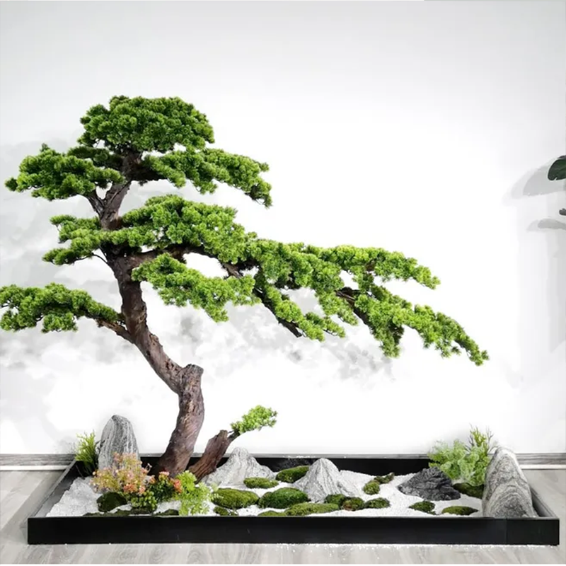 Simulated pine tree welcoming pine tree large-scale Podocarpus pine beauty pine bonsai decoration hotel exhibition hall decoration landscaping fake tree