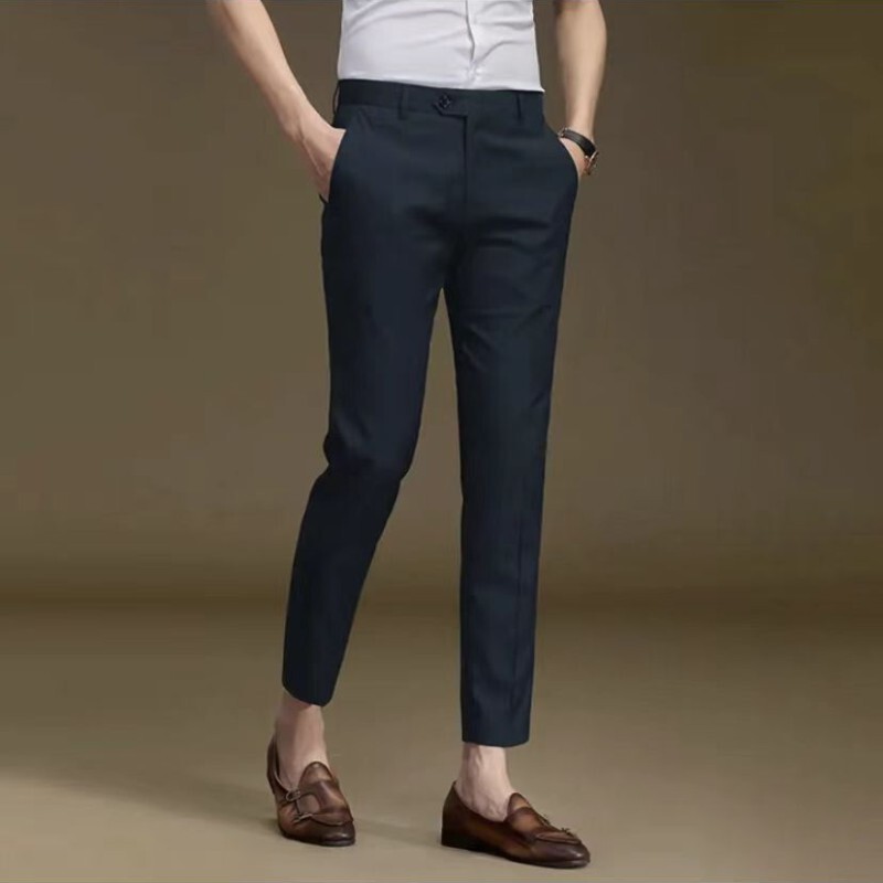 Summer Thin Style/Autumn Regular Pants Men's Trendy Dress Pants Slim Casual Pants Cropped Men's Pants Slim Fit Casual Nine-Point Pants