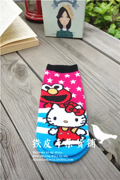 Hello Kitty Hello Kitty Sesame Street One Piece Phim hoạt hình Cotton Phụ nữ đóng hộp Tuần ngắn