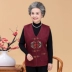 Bà già mùa xuân và mùa thu thêu áo khoác vest trung niên của phụ nữ dệt kim vest bà ngoại áo len len mùa thu áo cardigan Cardigan