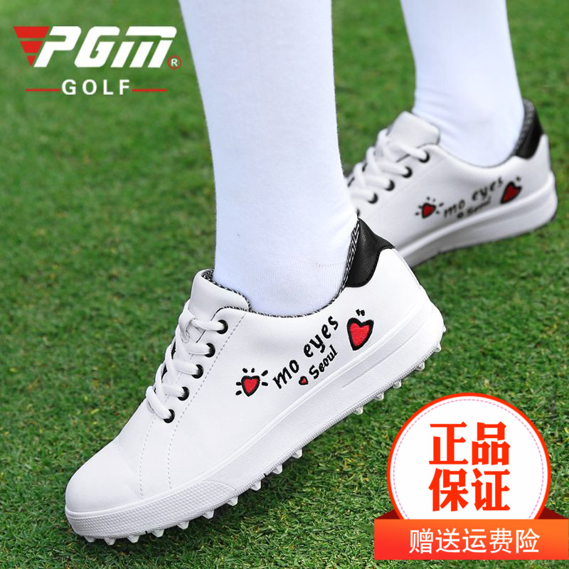 2019 New Pint Golf Shoes Ladies Waterproof Shoes Korean Wind Design 100 Hitch Small White Shoes Soft Super Slim