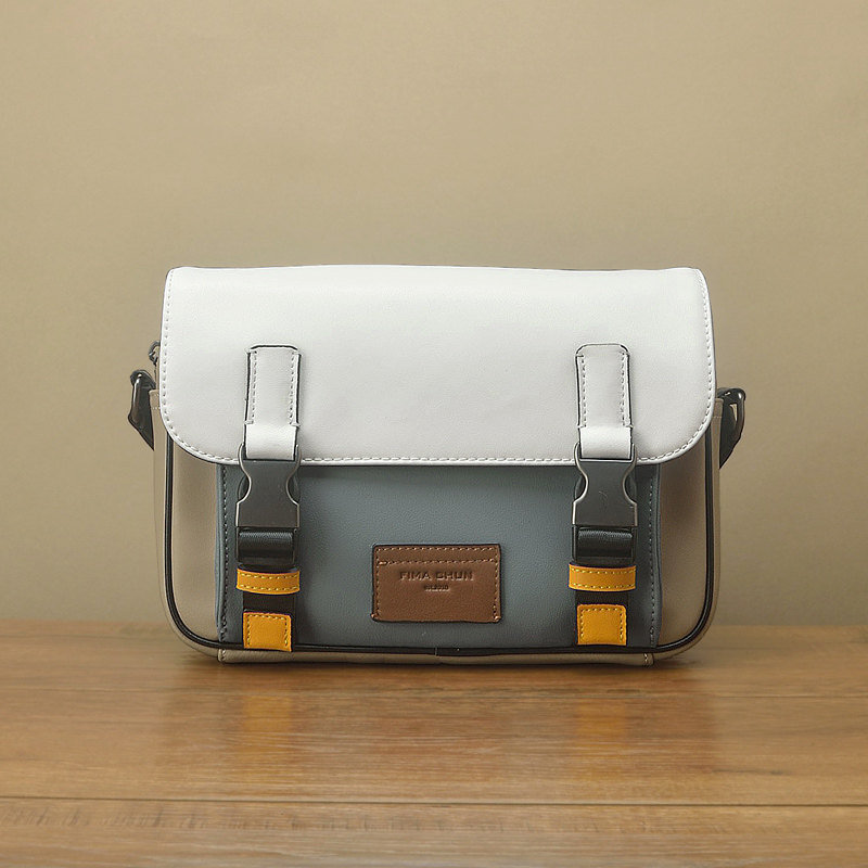 FimaChun Handmade Imported Buffalo Leather Mailbag small crowdsourced design collage genuine leather single shoulder inclined satchel men's square bag