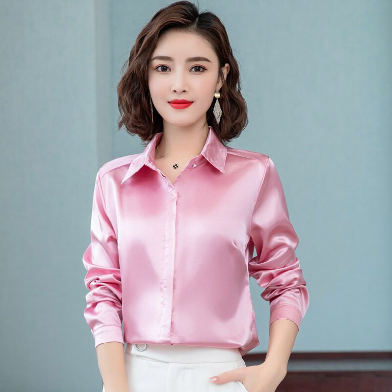 Hangzhou Silk Shirt for Women, Long-Sleeved Mulberry Silk High-End Designer Shirt, Elegant Satin Top, Professional Attire, Workwear