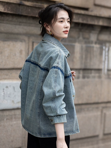 九月陌墨 Джинсовая осенняя демисезонная дизайнерская куртка для отдыха, тренд сезона, в корейском стиле