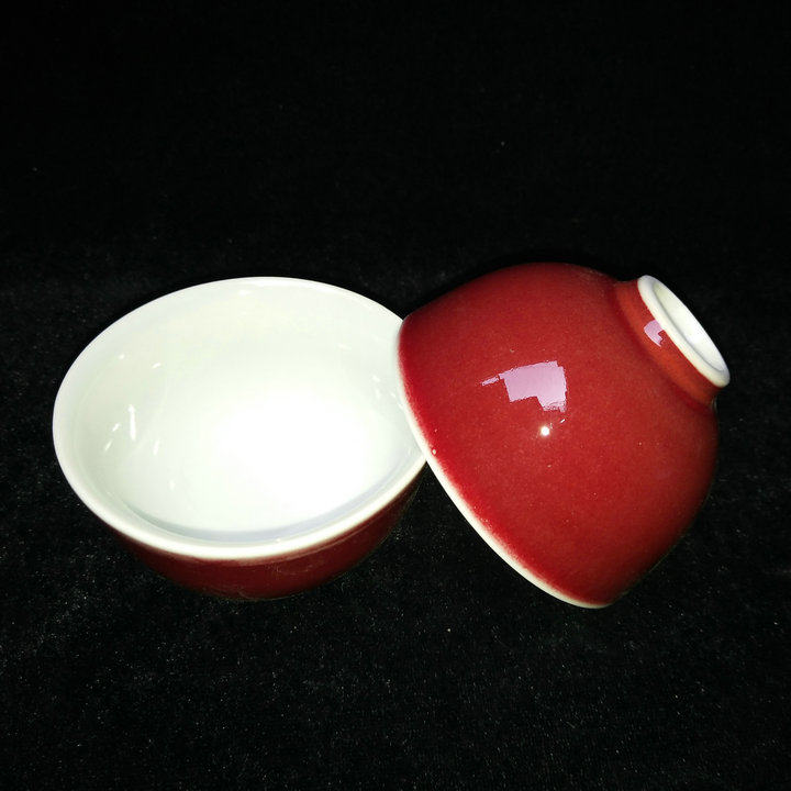 Jingdezhen Factory Goods Porcelain High Temperature Kilns to Sacrifice Red Glaze Pu-erh Tea Rind Cups for Lotus Seeds