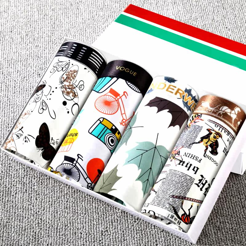 Tide Cards Men's Underwear Four-corner Pants Ice Silk Breathable Summer Trendy Print Personality Disturbance Male Four-corner Shorts Shorts