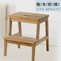 Nordic solid wood step stool Household low stool Modern simple living room shoe stool Foot Mazza stool Oak childrens stool