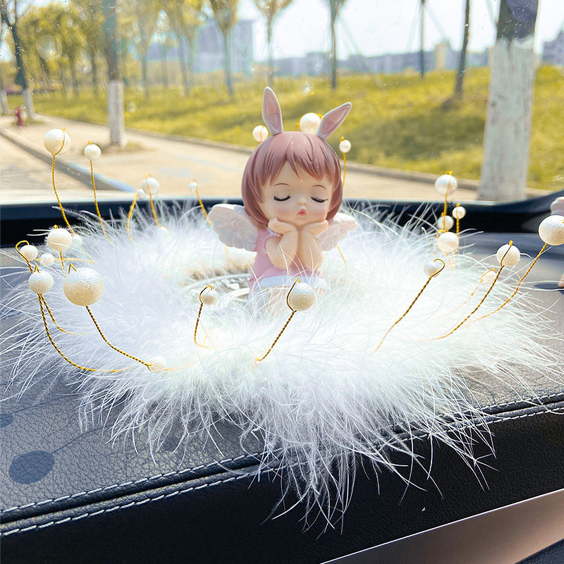 Car ornaments Anne Angel baby car goddess center console car interior decoration supplies pearl fluff pad