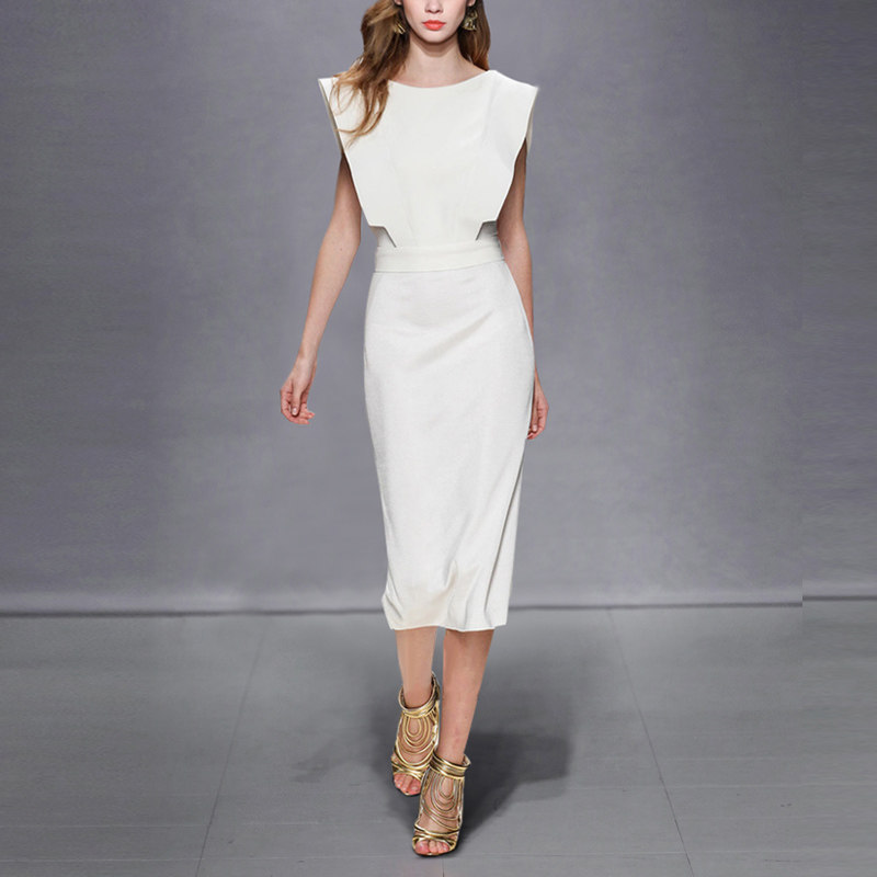 2017夏装新款女装时尚气质名媛修身长裙收腰显瘦中长款连衣裙夏季