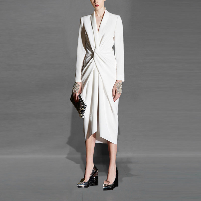 DF秋季时尚气质复古长袖修身中长款收腰风衣外套2017秋装新款女装