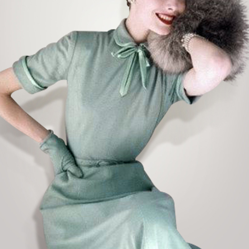 秋季气质名媛复古长裙短袖收腰显瘦中长款连衣裙女装夏装2017新款