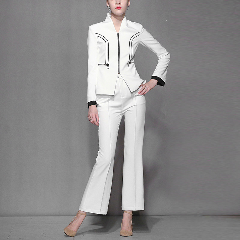 秋季小香风气质名媛两件套西装阔腿裤套装女装秋装时尚潮2017新款