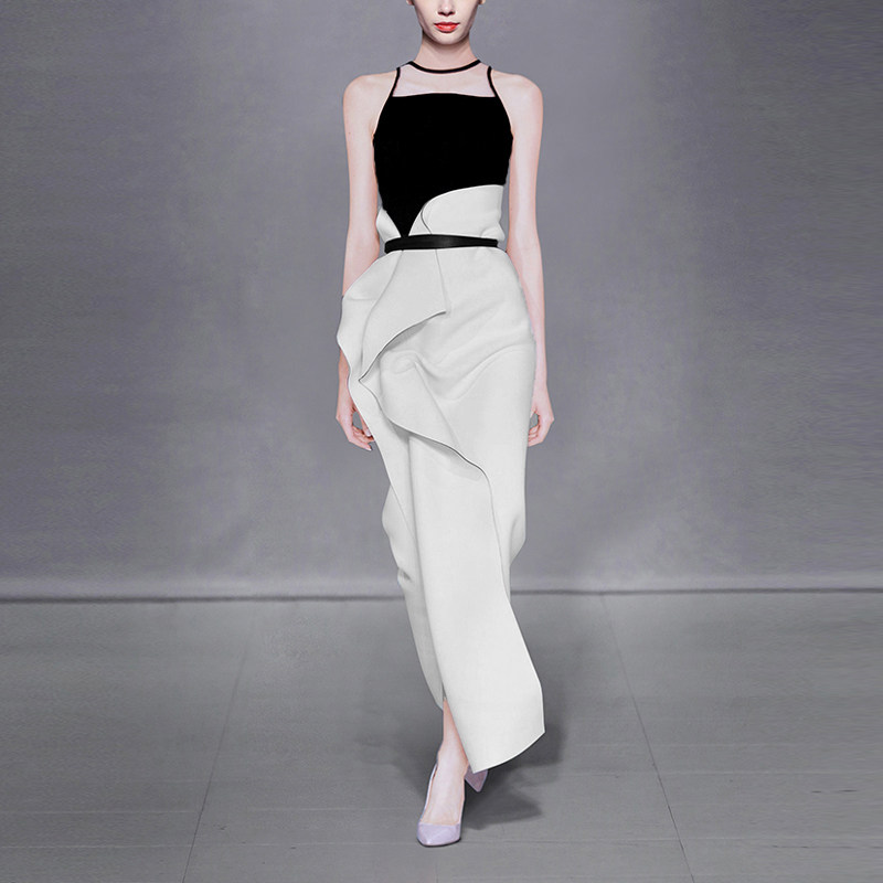 夏季时尚气质名媛两件套露肩上衣半身裙裙子套装女装夏装2017新款