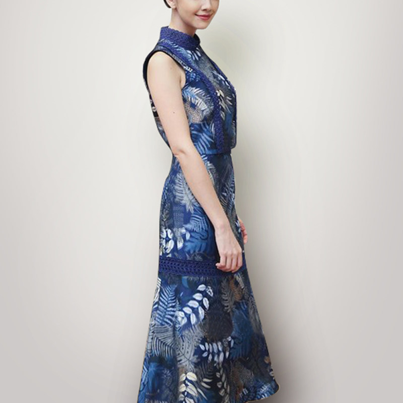 夏季时尚气质名媛修身套装印花上衣包臀裙两件套女装夏装2017新款