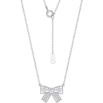 Trendy Acer Small Lucky S925 Silver Necklace Silver Jewelry Set Chain Neck Ornament Bow Sweet Princess Style Gift Versatile Women