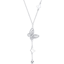 Trendy Acer Flower Rhyme Butterfly Platinum Necklace PT950 Set Chain Neck Ornament Tassel Fashion Chinese Valentines Day Gift Female Labor Fee 600