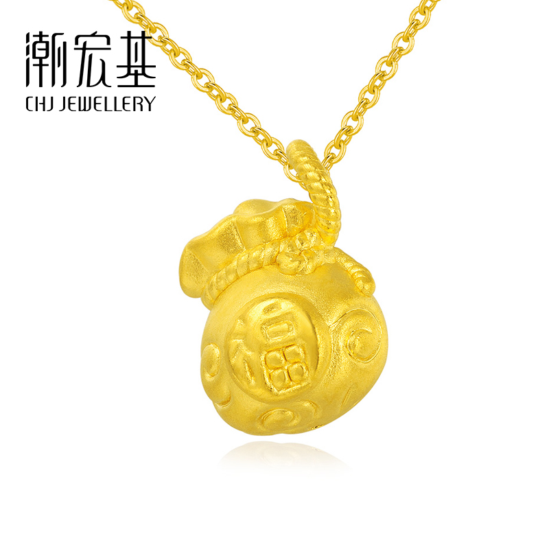 Chaohiro Kini Nafu Jinfu Bag Gold Necklace Pendant Female gold 3D Hard gold pendant to send baby F