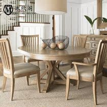 American country solid wood dining chair Oak Vintage back chair fabric soft bag with armrests computer chair book chair