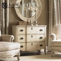 American solid wood retro three-cupboard cupboard simple old white pastoral oak storage porch special offer