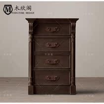 French country carved vintage 4-chest chest chest of drawers cabinet simple old locker oak can be customized
