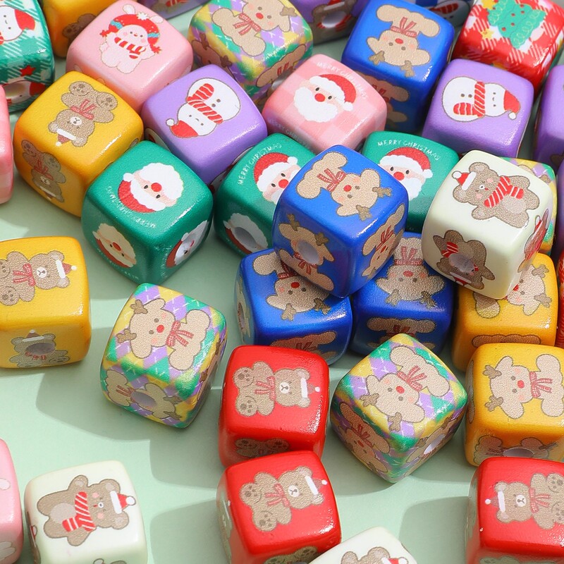 Christmas Reindeer, Bear, Rabbit Square Acrylic Loose Beads DIY Handmade Jewelry Phone Chain Accessories Materials Christmas Reindeer, Bear, Rabbit Square Acrylic Loose Beads DIY Handmade Jewelry Phone Chain Accessories Materials