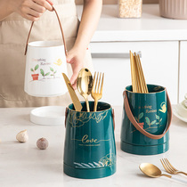 Ceramic chopstick basket shelve domestic drain chopstick basket chopstick containing box kitchen chopstick cage light and luxurious shelf