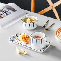 Nordic Wind Breakfast Cutlery Creativity Fresh ceramic bowls disc suit Japanese style net red oatmeal merrone food dishes