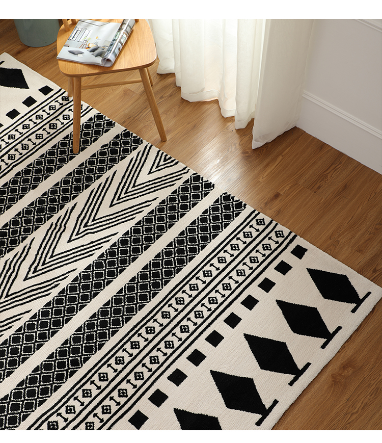 Phong cách Bắc Âu phong cách dân tộc đen trắng Ma-rốc Thổ Nhĩ Kỳ thảm phòng khách phòng ngủ sofa bàn cà phê mat hình chữ nhật - Thảm giá thảm trải sàn