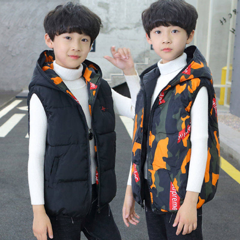 Boy Two sides wear Machia plus cotton camouflak thickened Children's Lianhood 2021 CUHK Scout Children New Autumn Winter Children Suit Tide