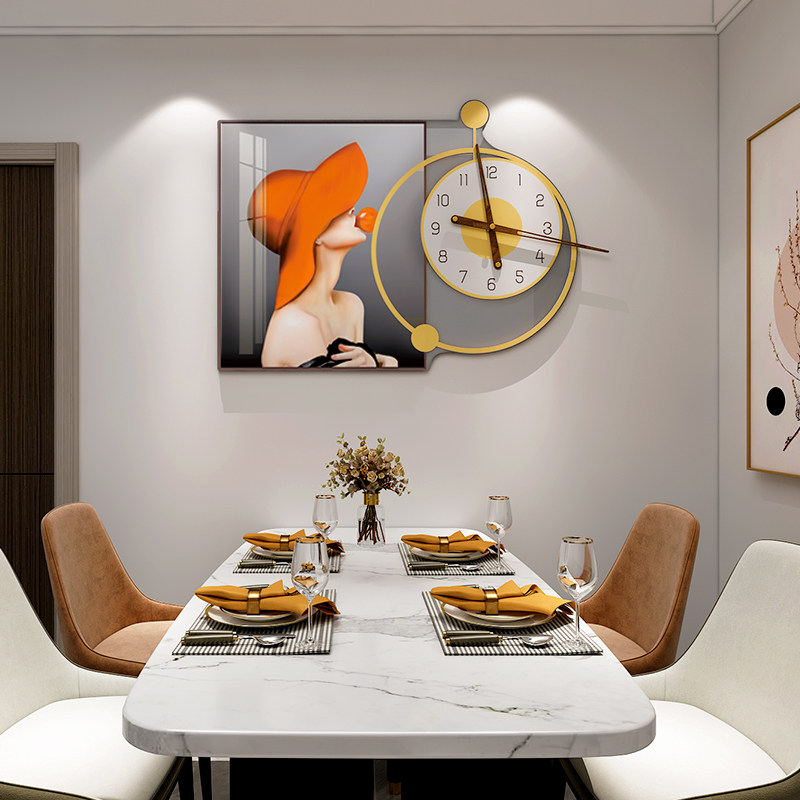 Light luxury clock wall clock living room home fashion modern simple atmosphere creative art Nordic decorative clock hanging wall