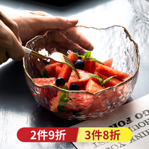 Hammer mesh glass fruit plate living room coffee table home salad bowl Nordic style creative personality modern fruit bowl