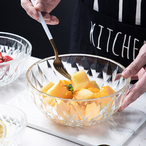 Yayi Show ins Creative Glass Salad Bowl Home Diamond Textured Fruit Bowl Simple European Transparent Dessert Bowl