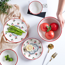 Day Style Cherry Fields Garden Style ceramic cutlery Home Dish Soup Bowl Rice Bowl rice bowls Salad Bowl soup noodles One food