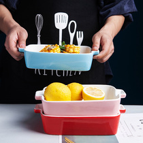 Baking dish ceramic cheese baked rice bowl microwave oven binaural plate oven special creative dish home baking bowl