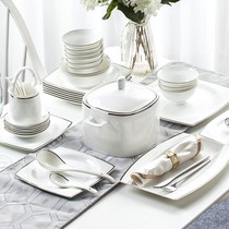 Ceramic Bowl Creative Personality Household Large Bowl Chopsticks Noodle Bowl Rice Bowl Bone China Tableware Ten Bowls Ten Plates Combination