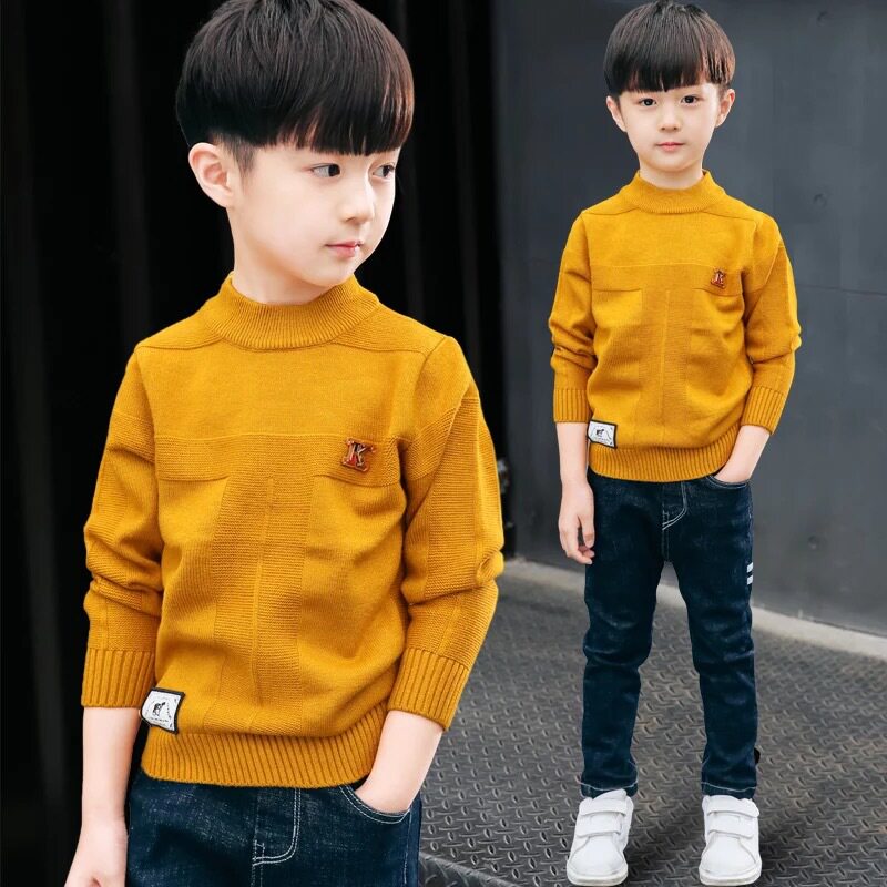 Boy's round collar sweater Spring and autumn style CUHK children's clothing little boy's undershirt thin children's knitted sweatshirt garnter thickened