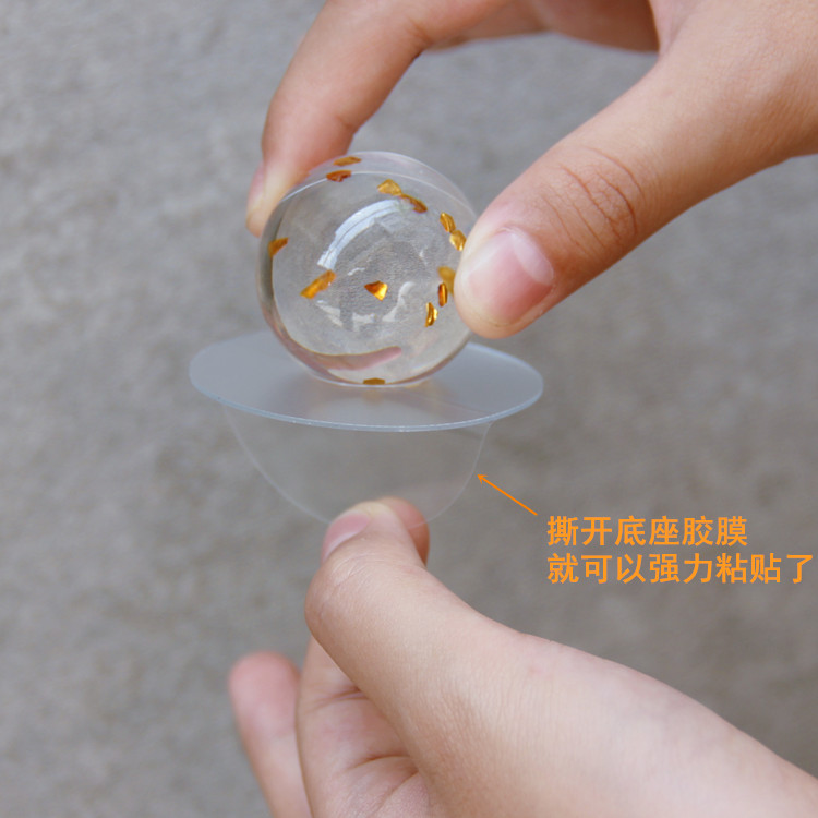 Self-stick spherical handle transparent solid gold powder handle crystal spherical nail-free nail-free punch handle